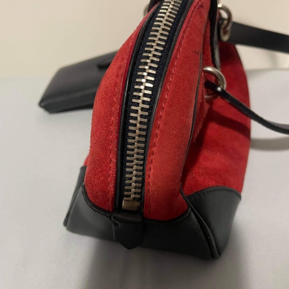 TODAY ONLY: Authentic MiuMiu Mini Red Black Suede Leather Handbag As IS - Picture 8 of 17